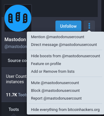 用户下拉菜单提供了多种操作