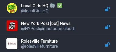 图为被屏蔽的帐户