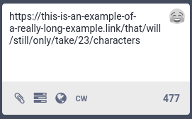 链接必须以 http(s):// 开头，无论长度如何，都将被视为23个字符