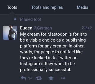 A pinned toot by mastodon.social/@gargron